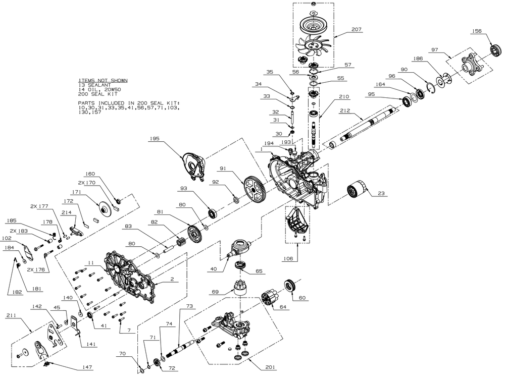 Transmission (Lh) Diagram and Parts List for ZTS2-50KH (17ASGGY2A10)(2022) Cub Cadet Lawn Tractor